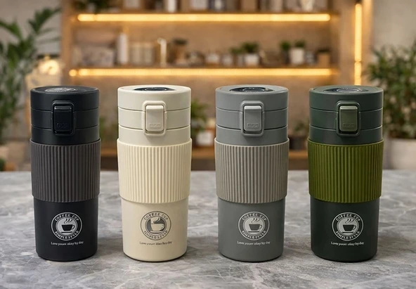 350 Ml Paslanmaz Çelik Termos Dereceli Mug - Sızdırmaz Kapaklı Çift Katmanlı Dereceli Termos  Alk4626 ürün görseli 1