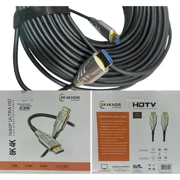 Star Fiber Optic 30M HDMI Kablo Hdtv 2,1 8k 4K Hdr Ultra Hd High Speed ürün görseli 1