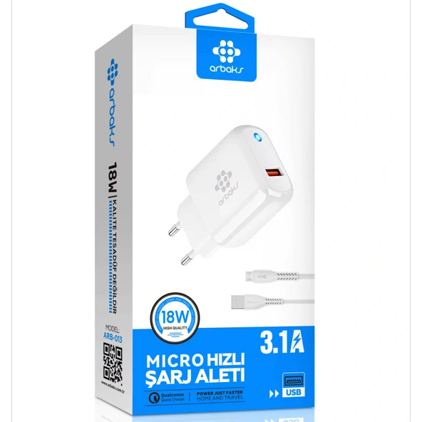 Norino 18W Micro Hızlı Şarj Aleti 3.1A USB Adaptör Arbaks ARB-013 ürün görseli 1