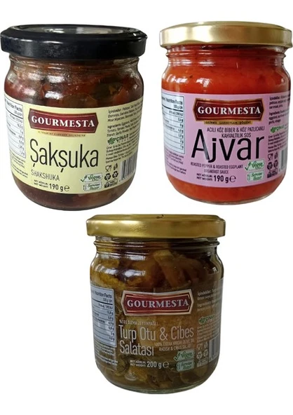 3'lü 210 cc Set (Şakşuka, Ajvar, Turp Otu ve Cibes Salatası) ürün görseli 1