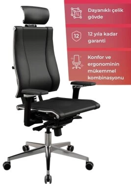 Atom Ofis YOGA 4D SİYAH DERİ YÖNETİCİ ÇALIŞMA KOLTUĞU ürün görseli 1