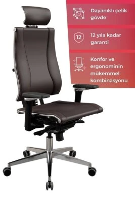 Atom Ofis YOGA 4D KAHVERENGİ DERİ YÖNETİCİ ÇALIŞMA KOLTUĞU ürün görseli 1