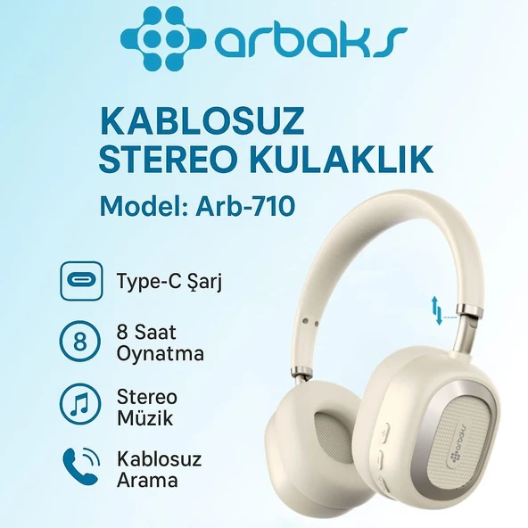 Norino Kablosuz Stereo Kulaklık • Type-C Şarj • 8 Saat Oynatma • Kablosuz Arama • Arbaks Arb-710 ürün görseli 1