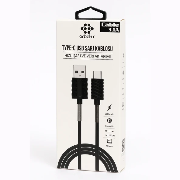 Norino Yaylı TYPE-C 3.1A Usb Şarj Kablosu Arbaks ARB-037 ürün görseli 1