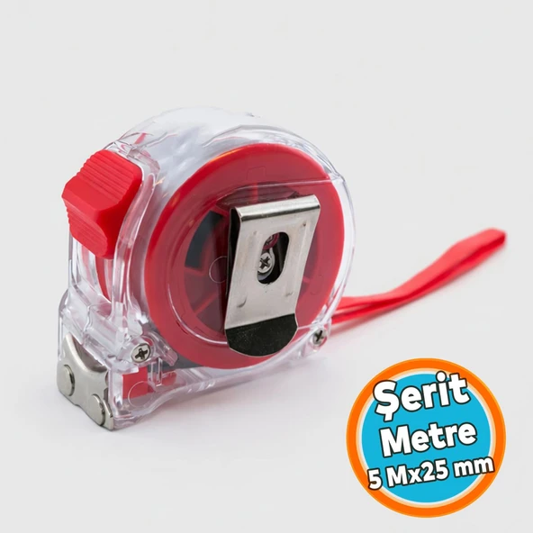 Kilitli Şerit Metre 5 Metre 25 mm Dayanıklı Gövde Hassas Ölçüm Ev İş ve Profesyonel Kullanım ürün görseli 1
