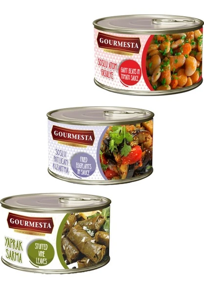 3'lü 400 g Hazır Yemek Seti (1 Adet Soslu Atom Fasulye, 1 Adet Soslu Patlıcan Kızartma, 1 Adet Yaprak Sarma) ürün görseli 1