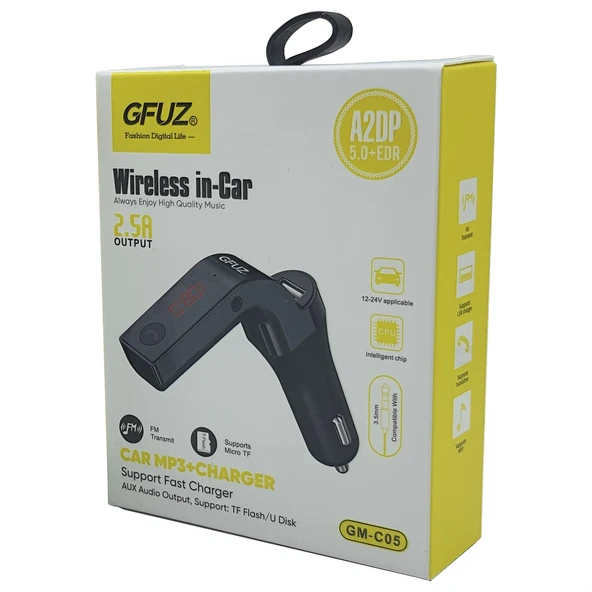 Norino Araba FM MP3 Çalar Kablosuz Bluetooth 5.0 GFUZ® GM-C05 ürün görseli 1