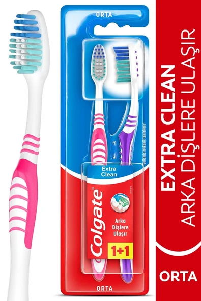 Colgate Extra Clean Diş Fırçası Orta 1+1 ürün görseli 1