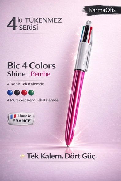 4 Colors Shine Çok Renkli Tükenmez Kalem Pembe ürün görseli 1
