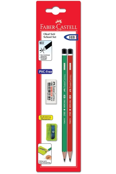 Faber-Castell Bls. Okul Seti (2 Mercanlı Kurşun Kalem+Silgi+Kalemtraş) ürün görseli 1