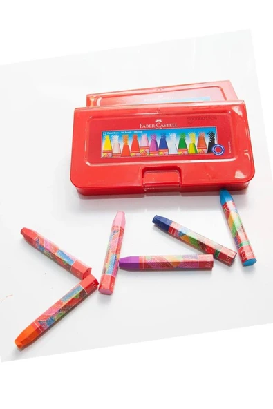 12 Renk Pastel Boya Plastik Kutu 1 Paket 12 Li Yağlı Pastel Boya Plastik Kutu Faber Pastel ürün görseli 1