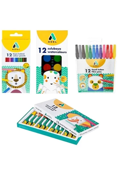 BOYAMA SETİ KURU BOYA 12 Lİ SULU BOYA 12Lİ PASTEL BOYA 12 Lİ KEÇELİ BOYA 12 Lİ TOPLAM 48 PRÇ ürün görseli 1