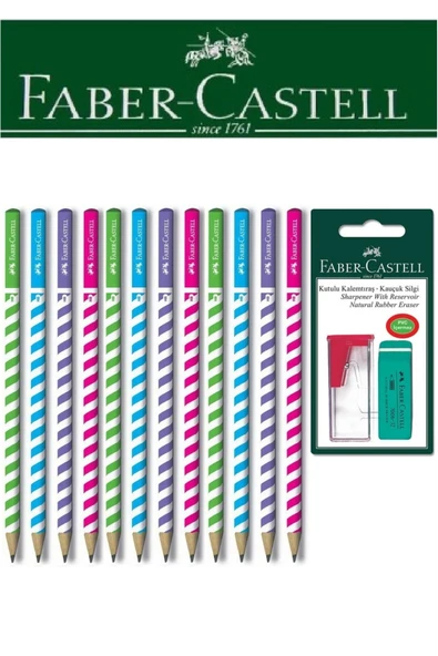 Faber-Castell 12'li Candy Roll Kalem ve Kutulu Kalemtıraş+Silgi Seti Blister ürün görseli 1