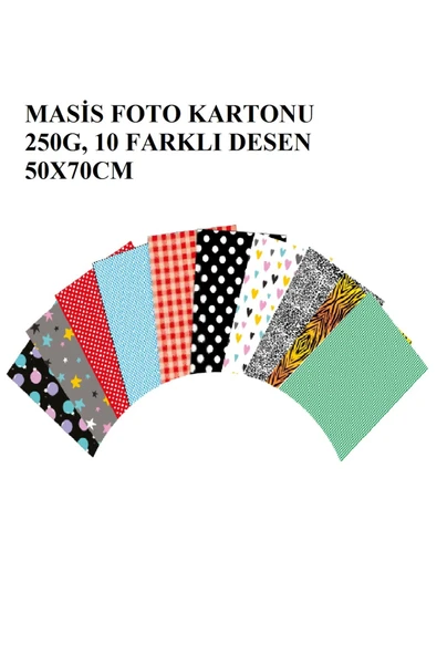 KarmaOfis 50x70 cm Desenli Fon Kartonu 10'lu Karışık renk ürün görseli 1