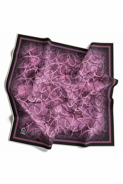 Kristal Geometrik Desenli Lila Renkli 90x90 Eşarp (İpek İçermez) Kenar Dikiş Şekli El Dikişli ürün görseli 1