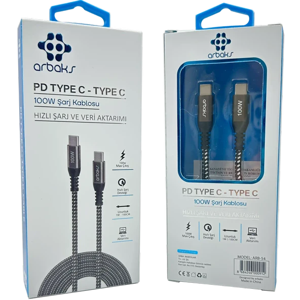 Norino 100W PD TYPE-C TYPE-C Şarj Kablosu Arbaks ARB-54 ürün görseli 1