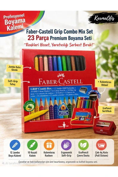 Combo Mix Set 23 Parça | Jumbo Boya Kalemi + Fineliner Keçeli Kalem Seti | Kalemtıraş Hediyeli ürün görseli 1