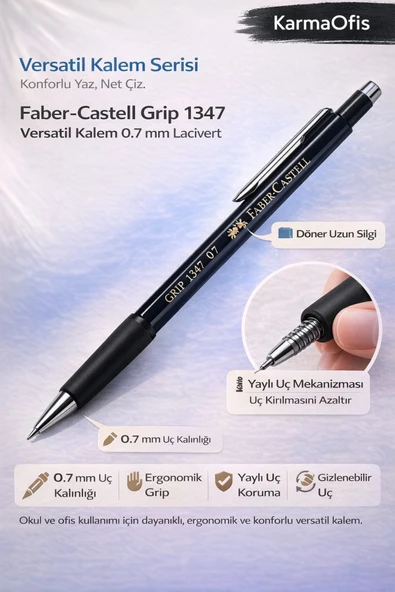 Faber-Castell 1347 Versatil Kalem 0.7 mm Lacivert | Ergonomik Mekanik Kalem Okul Ofis ürün görseli 1