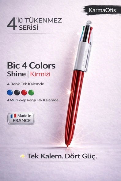 4 Colors Shine Çok Renkli Tükenmez Kalem Kırmızı ürün görseli 1