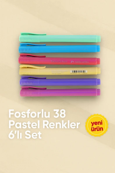 Pastel 38 Fosforlu Kalem 6'lı Pastel Renkler ürün görseli 1