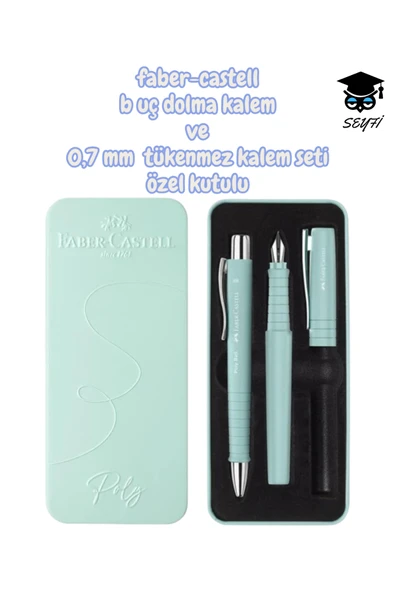 faber-castell b uç dolma kalem ve 0,7 mm tükenmez kalem seti özel kutulu ürün görseli 1