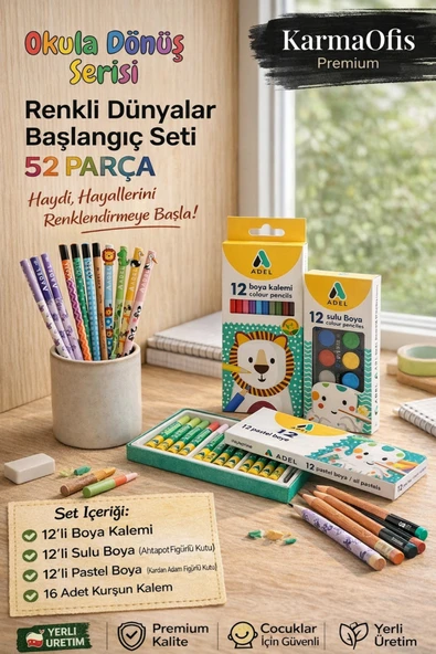 Renkli Dünyalar Başlangıç Seti 52 Parça | Boya Kalemi, Sulu Boya, Pastel Seti ürün görseli 1