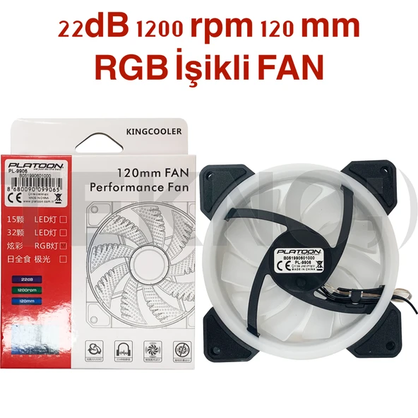 Norino RGB 12 Cm Ledli IŞIKLI Kasa Fanı Platoon Pl-9906 ürün görseli 1