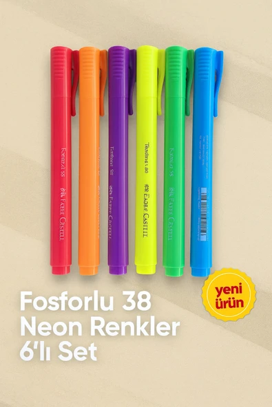 Pastel 38 Fosforlu Kalem 6'lı Neon Renkler ürün görseli 1