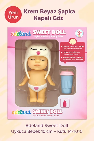 Adeland Sweet Doll Uykucu Bebek 10 cm – Kutu 14×10×5 cm (Krem Kapalı Göz) ürün görseli 1
