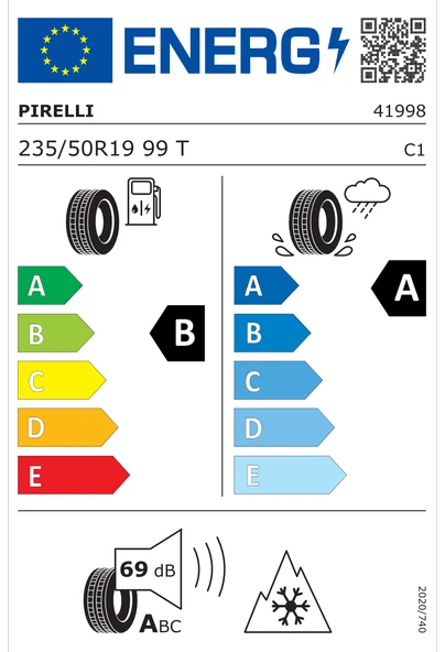 Pirelli Cinturato All Season SF2 s-i + 235/50R19 99T M+S 3PMSF Elect Oto 4 Mevsim Lastiği (Üretim Yılı: 2025) ürün görseli 1
