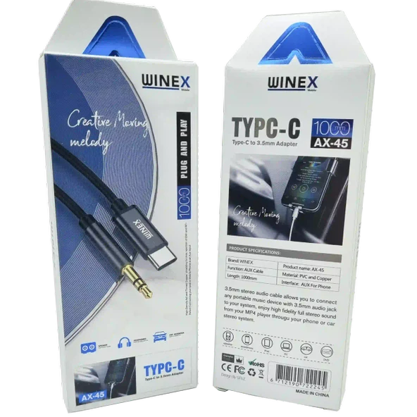 Norino 1 Metre Aux Çevirici TYPE-C Dönüştürücü WINEX AX-45 ürün görseli 1