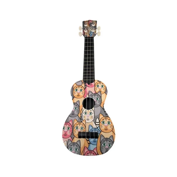 Hawaiian U202-cat Kedi Figürlü Ukulele (21 İnç) | 4 Telli Naylon Yapı, Gerçek Akort Tutma Özelliği, Çocuk Elleri İçin Ergonomik Sap | Ölçü: 21 İnç / 54 Cm ürün görseli 1
