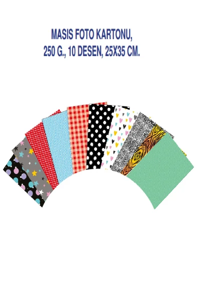 KarmaOfis 25x35 cm Desenli Fon Kartonu 10'lu Karışık renk ürün görseli 1