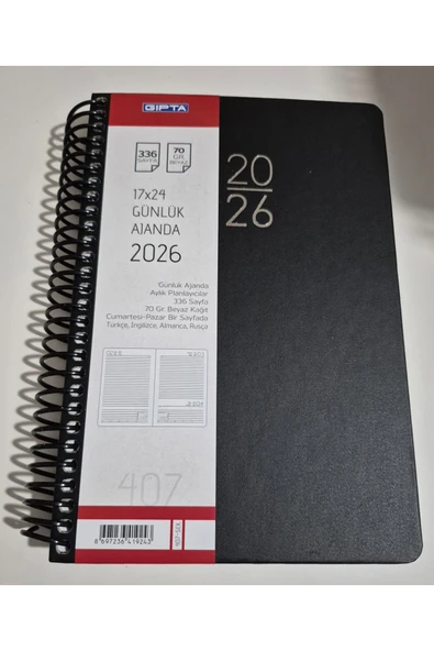 2026 AJANDA 17X24 GÜNLÜK AJANDA 407_SEK SİYAH ürün görseli 1