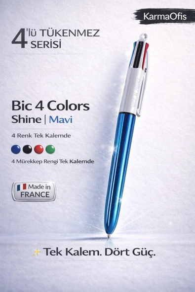 4 Colors Shine Çok Renkli Tükenmez Kalem Mavi ürün görseli 1