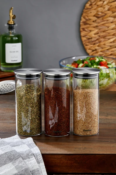 Cooker 3'lü 400 ml Metal Kapaklı Borosilikat Cam Kavanoz Seti CKR3892 ürün görseli 1