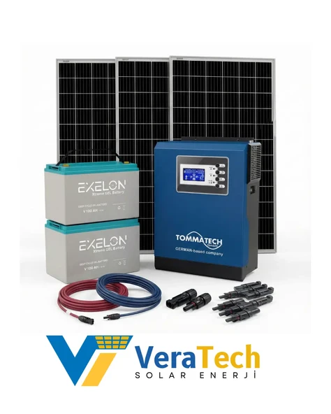 VeraTech Güneş Enerjisi Bahçe Evi Solar Paketi 395W Güneş Paneli, 100AH Jel Akü, 3KVA İnverter ürün görseli 1