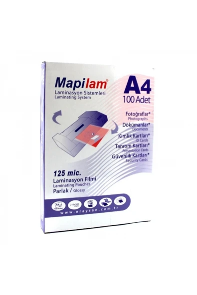 Laminasyon Filmi A4 125 Micron 10'lu ürün görseli 1