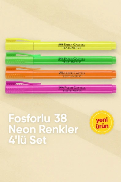 Pastel 38 Fosforlu Kalem 4'lü Neon Renkler ürün görseli 1