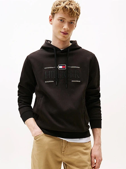 Tommy Hilfiger ICON HILFIGER HOODIE Erkek Siyah Sweatshirt MW0MW39586BDS ürün görseli 1