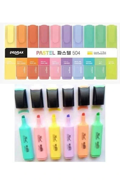 Pastel Renk Kalem 6'lı Set+ pastel 10 lu fosforlu kalem seti ürün görseli 1