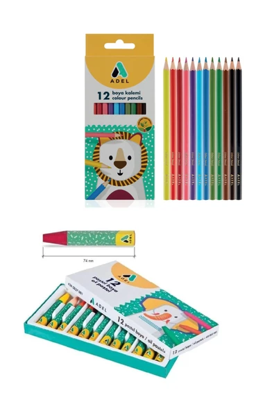 12'li Kuru Boya ve 12'li Pastel Boya Set ürün görseli 1
