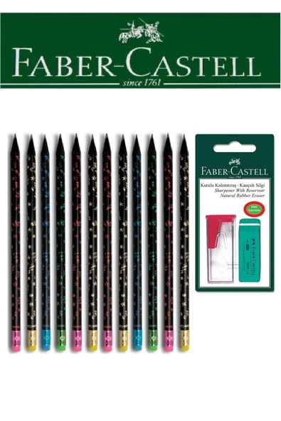 Faber-Castell 12'li Party Kurşun Kalem ve Kutulu Kalemtıraş+Silgi Seti Blister ürün görseli 1
