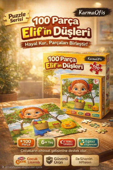100 Parça Elif’in Düşleri Puzzle | 6+ Yaş Eğitici Çocuk Yapboz | TRT Çocuk Lisanslı ürün görseli 1