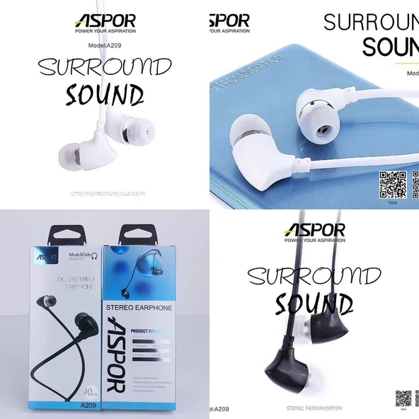 Norino Stereo Kulakiçi Mikrofonlu Kulaklık Aspor A209 ürün görseli 1