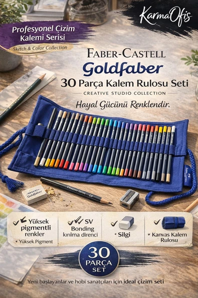 Faber-Castell Goldfaber 30 Parça Kalem Rulosu Seti Renkli Kalem Çizim Boyama Eskiz Seti ürün görseli 1