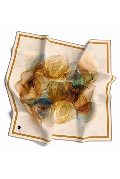 Twill Helezon Batik Desenli Hardal Renkli 90x90 Eşarp (İpek İçermez) Dikim Şekli : El Dikişi ürün görseli 1