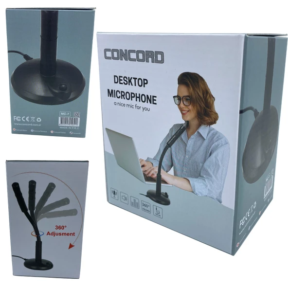 Norino 3.5 mm Aux Jaklı Masaüstü Mikrofon Concrod MC-7 ürün görseli 1