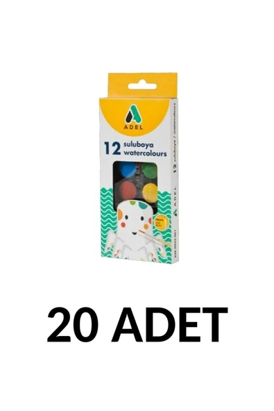 20 Adet Sulu Boya 12 Renk Fırçalı ürün görseli 1