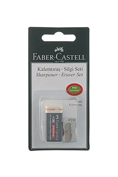 Faber-castell 5500185685 Faber- Castell Metal Kalemtraş + Silgi Seti ürün görseli 1